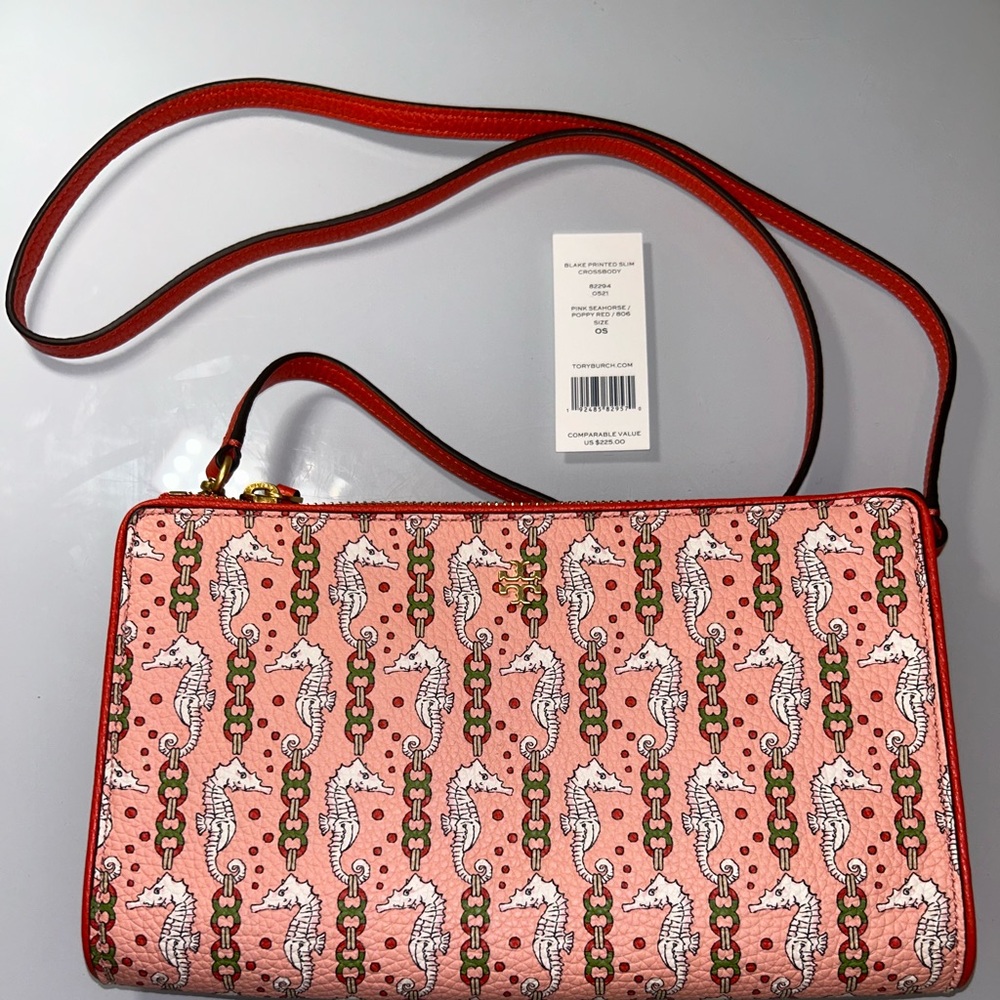 Women's Coral Seahorse Print Crossbody Bag - Picture 8 of 11